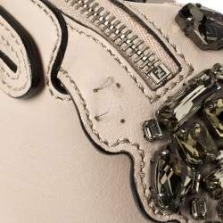 Pre Owned Fendi Beige Leather Crystal Embellished Mini By The Way Crossbody Bag