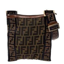 Fendi Tobacco Zucca Canvas Flat Messenger Bag