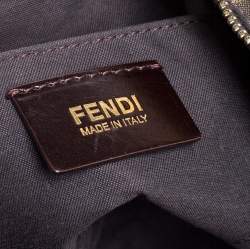 Pre Owned Fendi Tobacco  Zucca Canvas and Patent Leather Mia Hobo