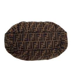 Pre Owned Fendi Tobacco  Zucca Canvas and Patent Leather Mia Hobo