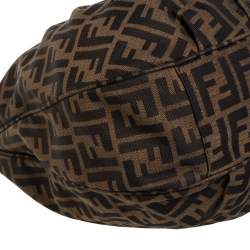 Pre Owned Fendi Tobacco  Zucca Canvas and Patent Leather Mia Hobo