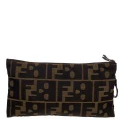 Pre Owned Fendi Tobacco Zucca Canvas Pouch