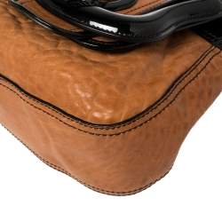 Pre Owned Fendi Black/Brown Patent and Leather B Shoulder Bag