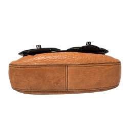 Pre Owned Fendi Black/Brown Patent and Leather B Shoulder Bag