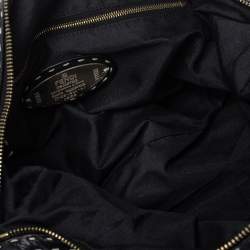 Pre Owned Fendi Black Canvas and Selleria Leather Studded Shoulder Bag