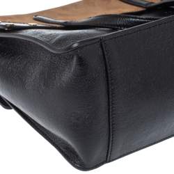 Pre Owned Fendi Black/Brown Leather and Suede Flip Tote