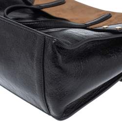 Pre Owned Fendi Black/Brown Leather and Suede Flip Tote