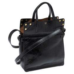 Pre Owned Fendi Black/Brown Leather and Suede Flip Tote