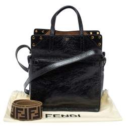 Pre Owned Fendi Black/Brown Leather and Suede Flip Tote