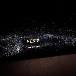 Pre Owned Fendi Black/Brown Leather and Suede Flip Tote