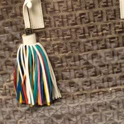 Pre Owned Fendi Beige Zucchino Quilted Canvas and PVC Tassel Tote