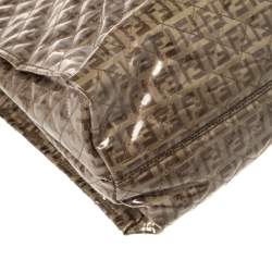 Pre Owned Fendi Beige Zucchino Quilted Canvas and PVC Tassel Tote