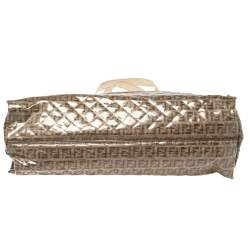 Pre Owned Fendi Beige Zucchino Quilted Canvas and PVC Tassel Tote