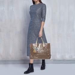Pre Owned Fendi Beige Zucchino Quilted Canvas and PVC Tassel Tote