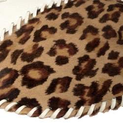 Pre Owned Fendi White/Brown Leopard Print Calfhair and Leather Whipstitch Hobo