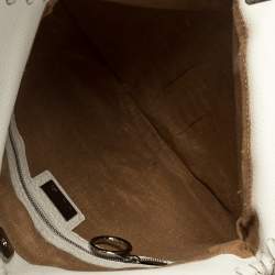 Pre Owned Fendi White/Brown Leopard Print Calfhair and Leather Whipstitch Hobo