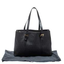 Pre Owned Fendi Black Zucchino Coated Canvas and Leather Spalmati Tote