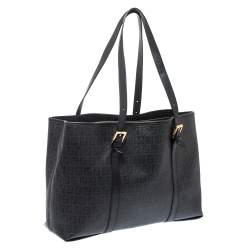 Pre Owned Fendi Black Zucchino Coated Canvas and Leather Spalmati Tote