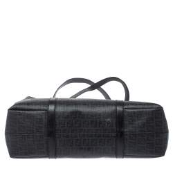 Pre Owned Fendi Black Zucchino Coated Canvas and Leather Spalmati Tote