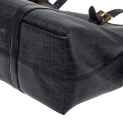 Pre Owned Fendi Black Zucchino Coated Canvas and Leather Spalmati Tote