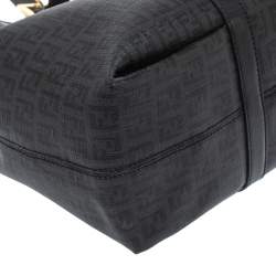 Pre Owned Fendi Black Zucchino Coated Canvas and Leather Spalmati Tote