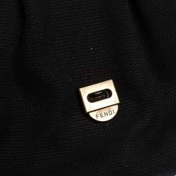 Pre Owned Fendi Black/Silver Canvas and Patent Leather B Shoulder Bag