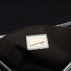 Pre Owned Fendi Black/Silver Canvas and Patent Leather B Shoulder Bag