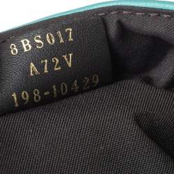 مملوكة مسبقًا Fendi Light Blue FF Logo Embossed Leather Mini Baguette Bag