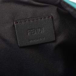 مملوكة مسبقًا Fendi Light Blue FF Logo Embossed Leather Mini Baguette Bag
