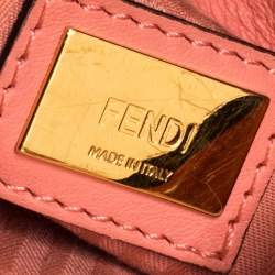Pre Owned Fendi Peach Leather Small 2Jours Tote