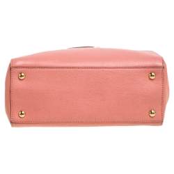 Pre Owned Fendi Peach Leather Small 2Jours Tote