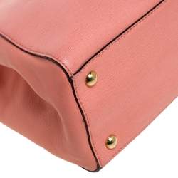 Pre Owned Fendi Peach Leather Small 2Jours Tote