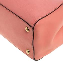Pre Owned Fendi Peach Leather Small 2Jours Tote