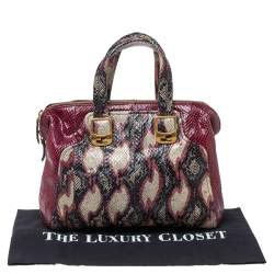 Pre Owned Fendi Multicolor Snakeskin Chameleon Satchel 
