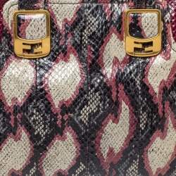 Pre Owned Fendi Multicolor Snakeskin Chameleon Satchel 