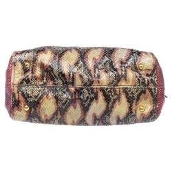 Pre Owned Fendi Multicolor Snakeskin Chameleon Satchel 