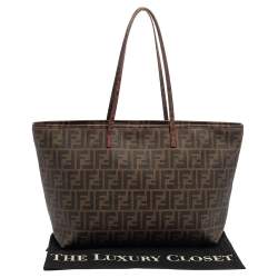 Pre Owned حقيبة شوبر فندي سبالماتي رول كانفاس توباكو ز�وكا مقوى