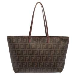 Pre Owned حقيبة شوبر فندي سبالماتي رول كانفاس توباكو زوكا مقوى