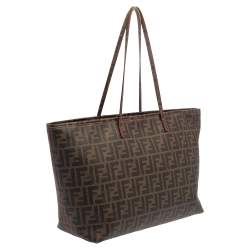 Pre Owned حقيبة شوبر فندي سبالماتي رول كانفاس توباكو زوكا مقوى