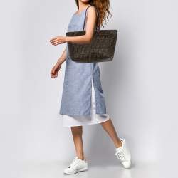 Pre Owned حقيبة شوبر فندي سبالماتي رول كانفاس توباكو زوكا مقوى