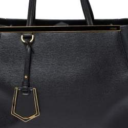 Pre Owned Fendi Black Leather Medium 2Jours Tote 