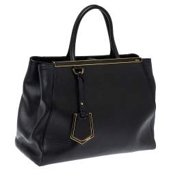 Pre Owned Fendi Black Leather Medium 2Jours Tote 