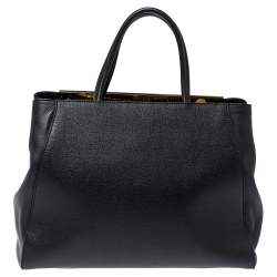 Pre Owned Fendi Black Leather Medium 2Jours Tote 