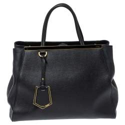 Pre Owned Fendi Black Leather Medium 2Jours Tote 