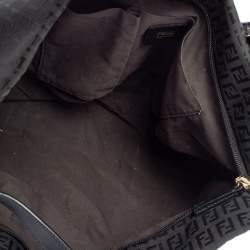 Pre Owned Fendi Black Zucchino Canvas and Leather Superstar Shopper Tote