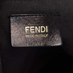 Pre Owned Fendi Black Zucchino Canvas and Leather Superstar Shopper Tote