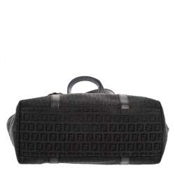 Pre Owned Fendi Black Zucchino Canvas and Leather Superstar Shopper Tote