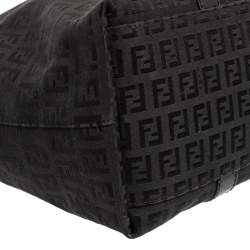 Pre Owned Fendi Black Zucchino Canvas and Leather Superstar Shopper Tote