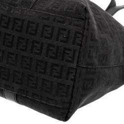 Pre Owned Fendi Black Zucchino Canvas and Leather Superstar Shopper Tote