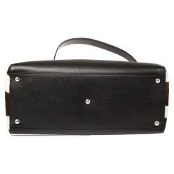 Pre Owned Fendi Dark Brown/White Leather and Calf Hair Medium 2jours Tote